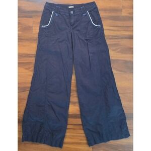 Sitwell Anthropologie Navy Blue Cotton Wide Leg Cropped Pants Womens Size‎ 2 Y2K